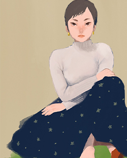 小花柄のスカート